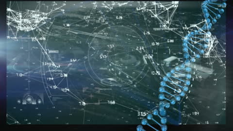 Futuristic Digital DNA and Network Data Technology Concept Art