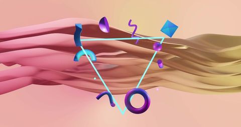 Colorful abstract shapes with wavy background design