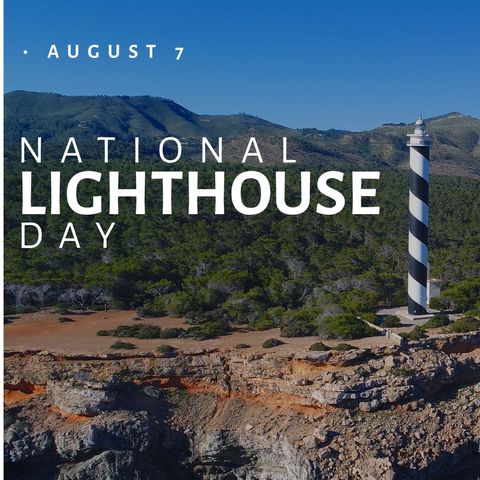 national lighthouse day celebratory design with scenic coastline - Download Free Stock Templates Pikwizard.com