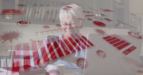 Senior woman engaging with digital financial data applications