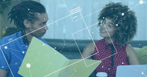 Business Team Collaborating with Data Driven Chart and Technology