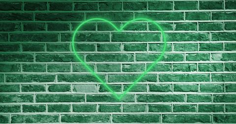 Glowing Green Neon Heart on Brick Wall - Download Free Stock Images Pikwizard.com
