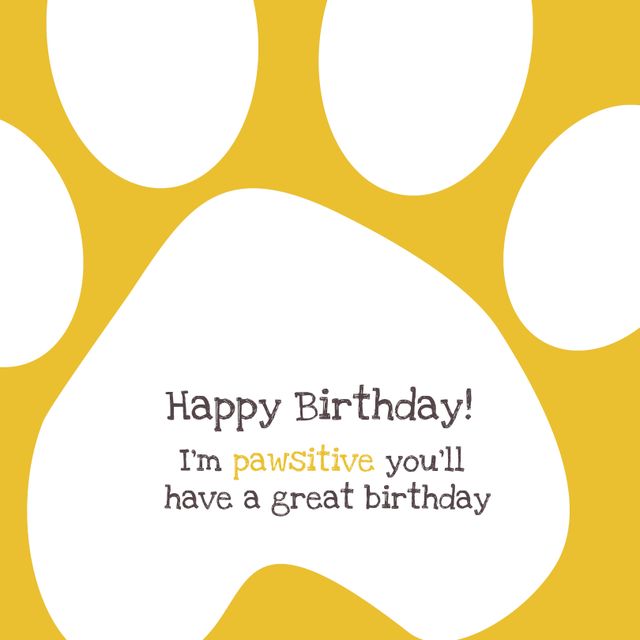 Cute Paw Print Birthday Card with Fun Pun - Download Free Stock Templates Pikwizard.com