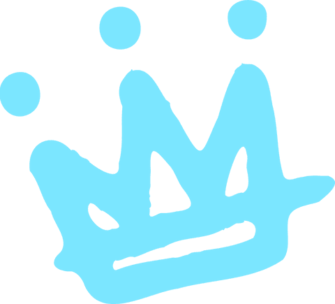 Brushstroke crown design, minimalist blue art on transparent background