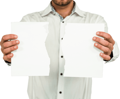 Midsection Man Displaying Torn Paper Sheets on Transparent Background - Download Free Stock Videos Pikwizard.com