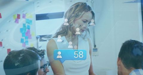 Business team engaging in active office collaboration session