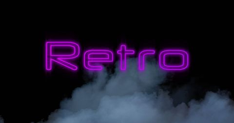 Retro Neon Purple Text with Smoky Background