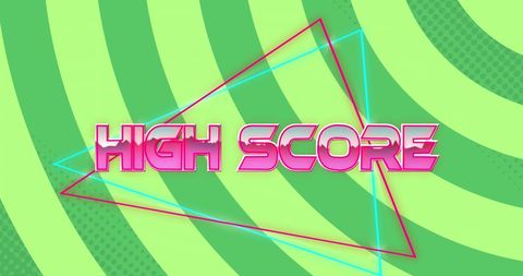Retro high score text on vibrant neon background