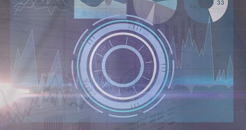 Futuristic hud interface with graph analytics and lens flare