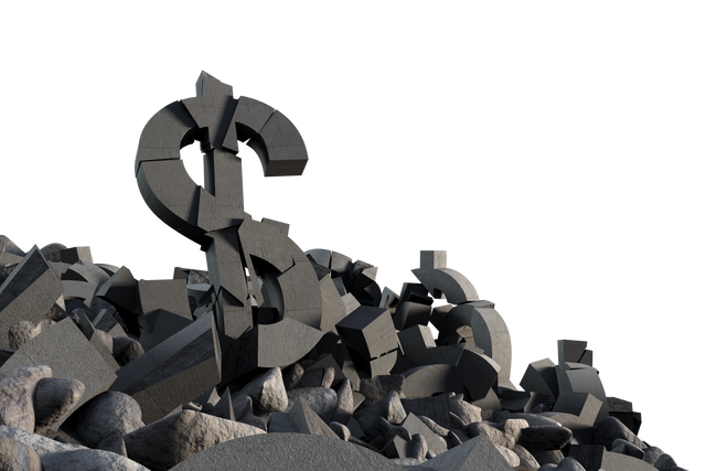 Pile of Broken Dollar Signs in Collapsed Grey Rocks on Transparent Background - Download Free Stock Videos Pikwizard.com