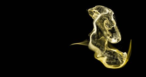 Glowing golden wave in digital abstract design