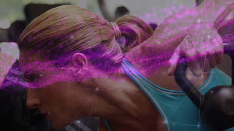 Dynamic Fitness Woman Training with Tech Overlay