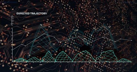 Futuristic Data Visualization on Circuit Board Background - Download Free Stock Images Pikwizard.com