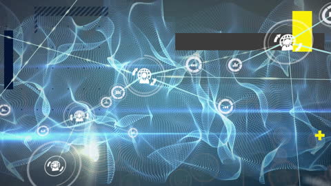 Futuristic Network with Data Connections and Icons