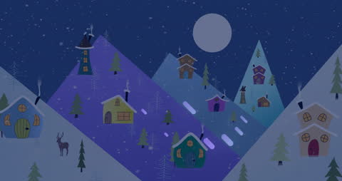 Enchanting Winter Wonderland with Colorful Light Trails