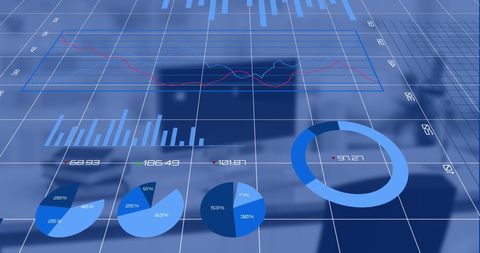 Dynamic Business Data Visualization with Graphs and Desk - Download Free Stock Images Pikwizard.com