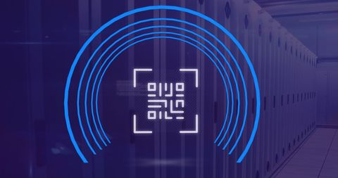 neon qr code scanner technology in modern server room - Download Free Stock Images Pikwizard.com