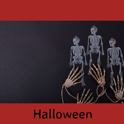 skeleton decorations on black background with red border for halloween - Download Free Stock Templates Pikwizard.com