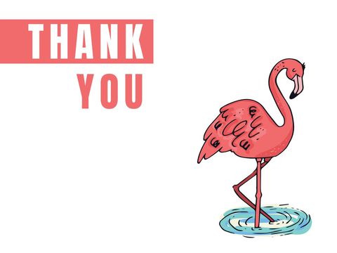 Colorful Flamingo Thank You Note with Minimalist Style - Download Free Stock Templates Pikwizard.com