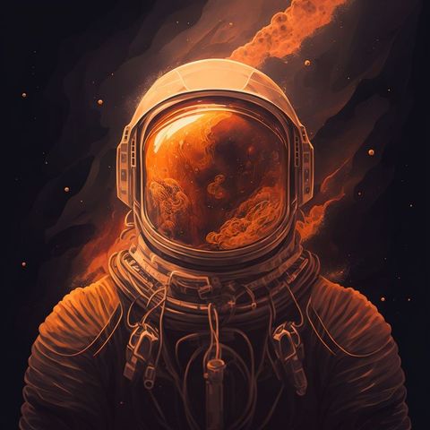 Surreal Astronaut in Cosmic Wilderness, AI-Generated Space Art