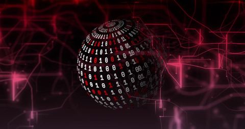 Binary Code Sphere in Red Digital Network Futuristic Environment - Download Free Stock Images Pikwizard.com