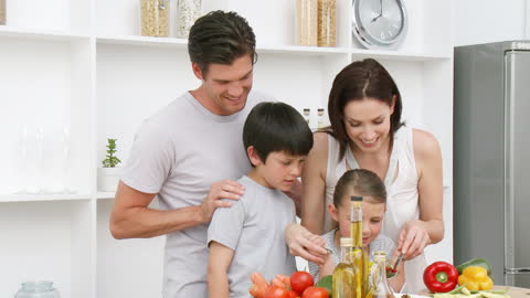 Family Enjoying Cooking Time in Modern Kitchen