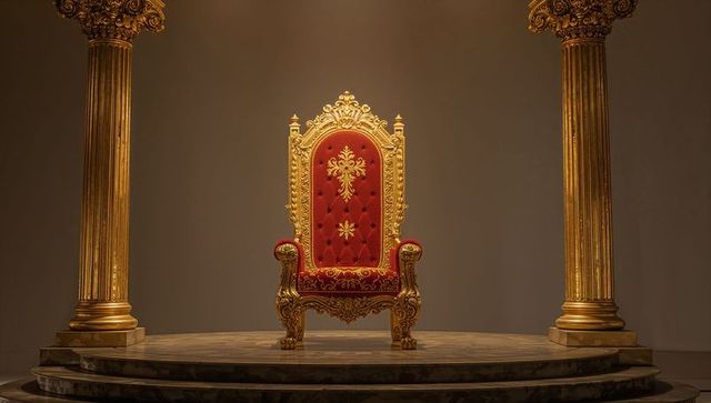 Majestic throne against luxurious gilded columns