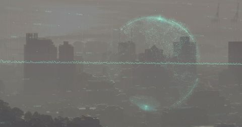 Digital Globe and Financial Data Overlay on Urban Cityscape - Download Free Stock Images Pikwizard.com