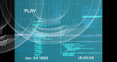 Abstract Data Interface with Glitch Effects and Code Overlay
