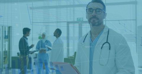 Diverse Medical Team Analyzing Data with Digital Interface Overlay - Download Free Stock Images Pikwizard.com