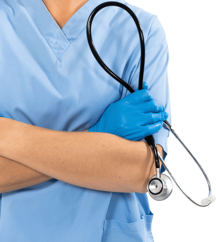 Healthcare professional woman holding stethoscope transparent background