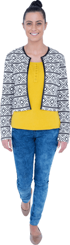 Transparent full length woman walking in casual attire