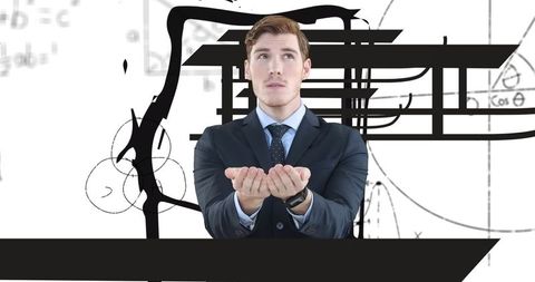Businessman Amid Graffiti and Math Symbols Art Concept - Download Free Stock Images Pikwizard.com
