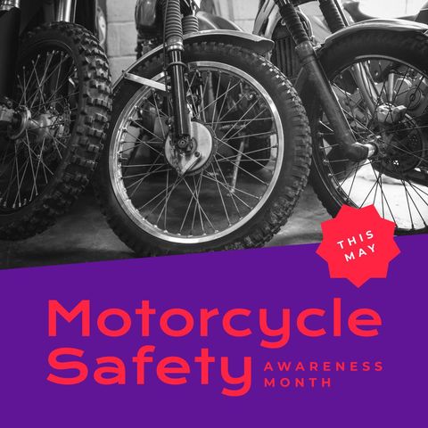 motorcycle safety awareness month with close-up wheels - Download Free Stock Templates Pikwizard.com