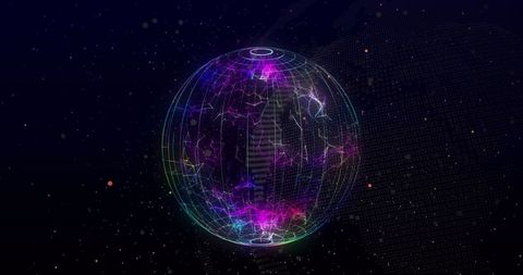 Futuristic Neon Digital Sphere with Abstract Energy Patterns - Download Free Stock Images Pikwizard.com