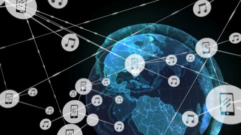 Global Digital Network Connections Over Earth