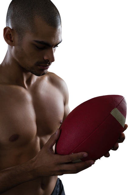 Shirtless American Football Player Holding Ball Transparen - Download Free Stock Videos Pikwizard.com