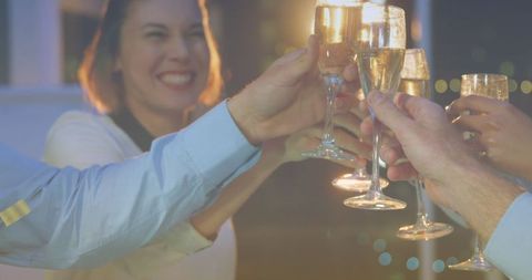 Celebration Time with Friends Toasting with Champagne