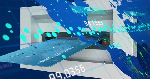 Credit Card Interaction with Digital Data Overlay - Download Free Stock Images Pikwizard.com