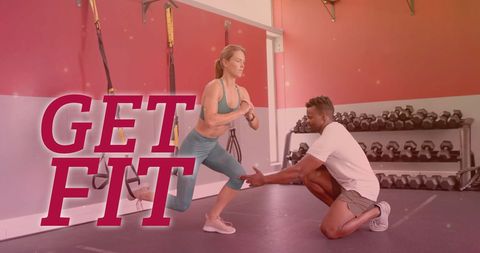 Diverse Personal Trainer Helping Woman Exercise Together