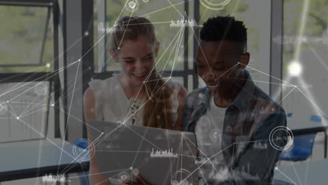 Diverse Students Engaging with Technology in Modern Classroom