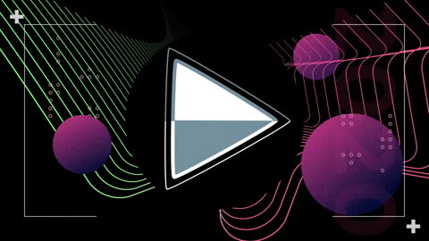 Abstract Digital Art with Play Icon and Geometric Shapes