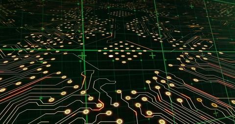 Futuristic Circuit Board with Connections and Dots on Dark Background - Download Free Stock Images Pikwizard.com