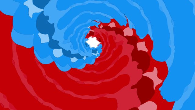 This captivating illustration features dynamic blue and red waves forming a vortex in a mesmerizing, hypothetical motion. The design creates an engaging optical illusion with layers that seamlessly blend while enclosing towards a center point. Ideal for use in contemporary art projects, digital backgrounds, or mood boards creating impactful presentations. The hypnotic flow can enhance visual media focused on creativity, energy, or illusion concepts.