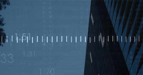 Digitized Financial Chart Overlay On Modern Cityscape