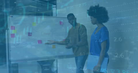 Business Strategy Presentation with Data Analysis Overlay