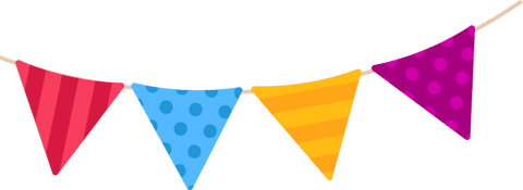 Colorful pennant banner garland on transparent background