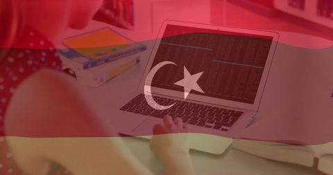 Hands Typing Code on Laptop with Turkish Flag Overlay - Download Free Stock Images Pikwizard.com
