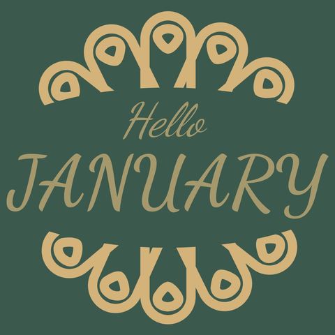 Elegant January Greeting with Symmetrical Golden Design - Download Free Stock Templates Pikwizard.com