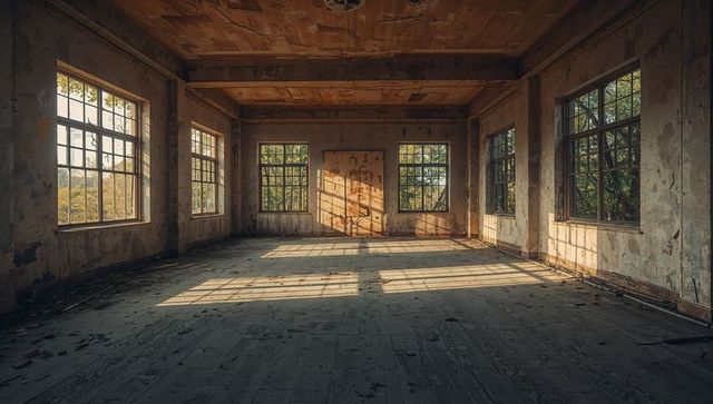 Sunlit Abandoned Room with Weathered Charm